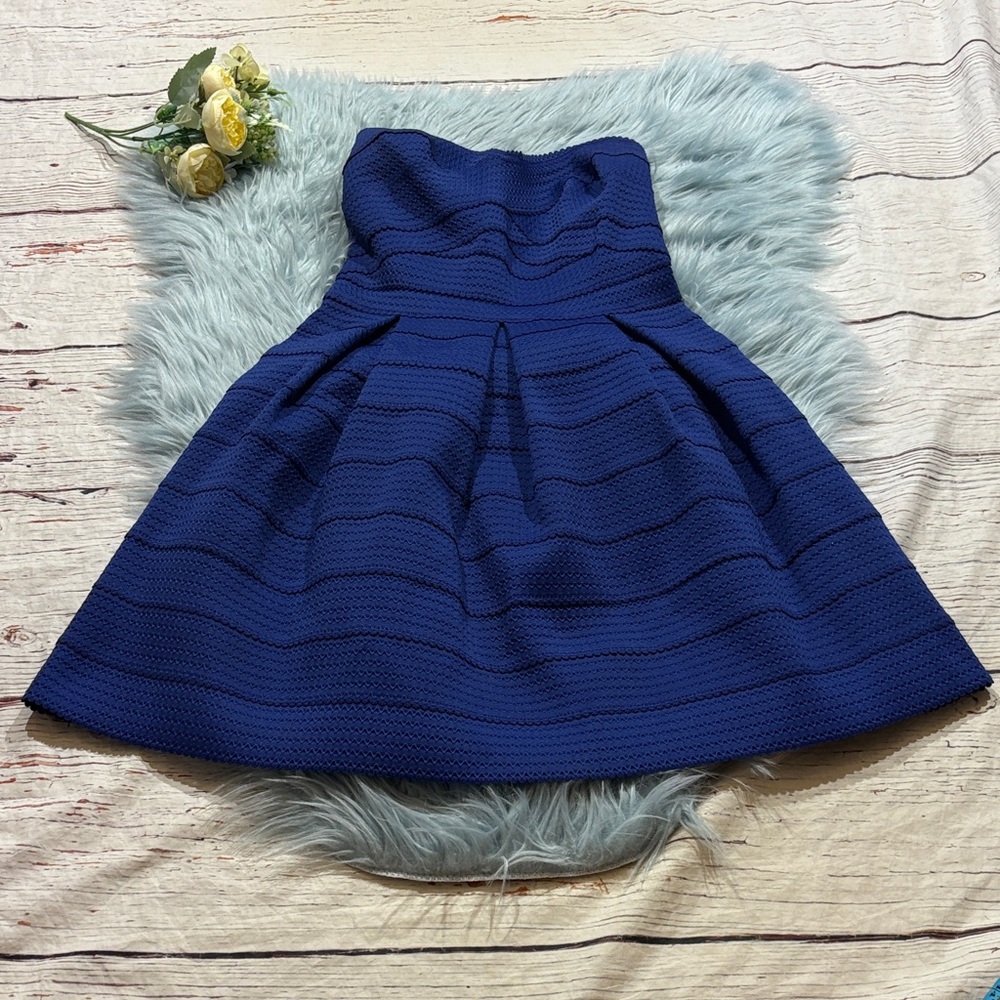 Express Cobalt Blue Textured Strapless Mini Dress sz XS